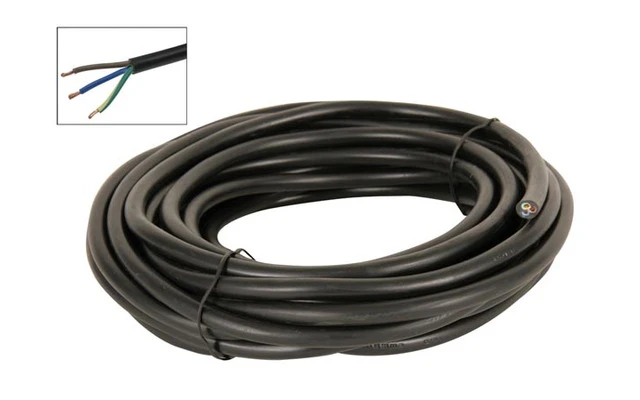 CABLE DE ALIMENTACIÓN H05VV-F - 3 x 1.5mm², NEGRO, 10m