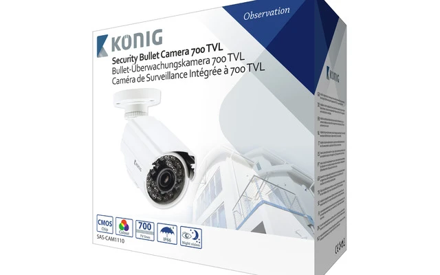 Cámara de seguridad con 700 TVL y cable de 18 m incluido - König SAS-CAM1110