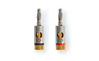 Conector Banana - Banana Macho - Chapado en Oro - 2 Piezas - Aluminio - Metálico - Nedis CATB269