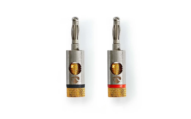 Conector Banana - Banana Macho - Chapado en Oro - 2 Piezas - Aluminio - Metálico - Nedis CATB269