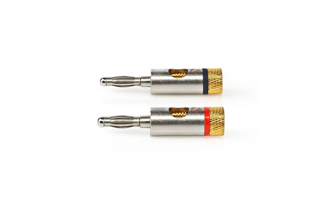 Conector Banana - Banana Macho - Chapado en Oro - 2 Piezas - Aluminio - Metálico - Nedis CATB269