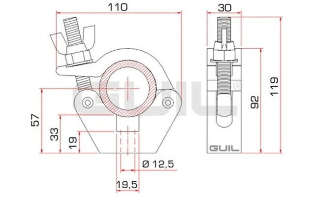 Guil ABZ-30/N Abrazadera doble giratoria (360º)