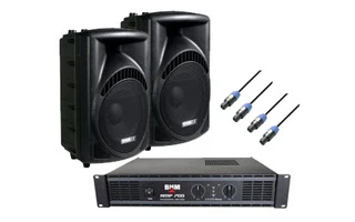 Pack: Etapa 700W + 2 Altavoces 12" y cables speakon 