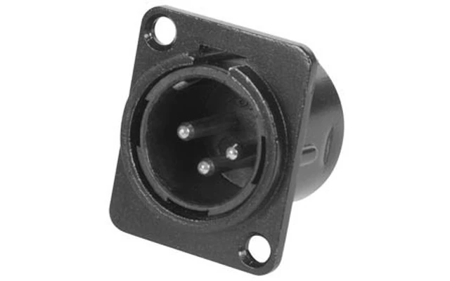 Conector XLR de 3 polos - macho - chasis - color Negro