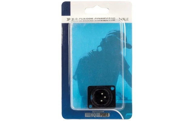 Conector XLR de 3 polos - macho - chasis - color Negro