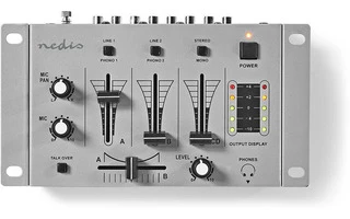 Mezclador de DJ - 3 Canales Estéreo - Crossfader - Función Talkover