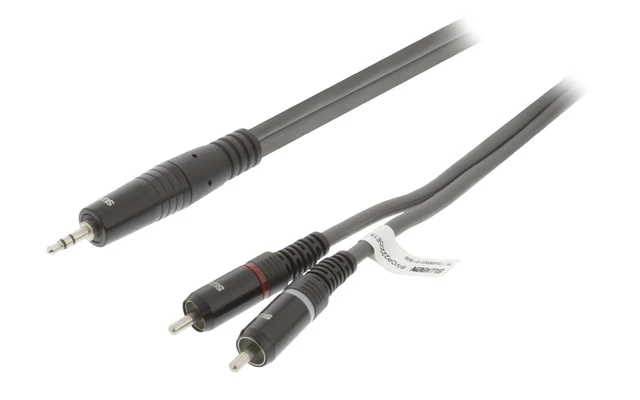Cable de Audio Estéreo Macho de 3,5 mm - 2x RCA Macho de 5,0 m Gris Oscuro - Sweex SWOP22200E50