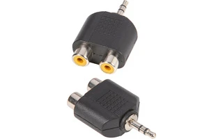 Adaptador en Y de 2 RCA hembra a Minijack 3,5 mm macho estéreo