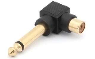 Conector RCA Hembra a Jack macho mono 6.35mm - dorado / 90°