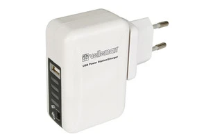Estación de alimentación/cargador USB con conectores de viaje