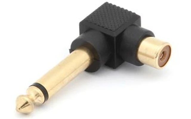 Conector RCA Hembra a Jack macho mono 6.35mm - dorado / 90°