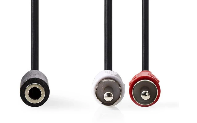 Cable de Audio Estéreo - 2x RCA Macho - Hembra de 3,5 mm - 0,2 m - Negro - Nedis CAGP22255BK02