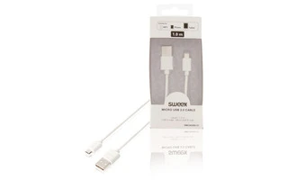 Cable Micro USB 2.0 USB A macho - Micro USB B macho de 1,00 m en color blanco - Sweex SMCA0202-0