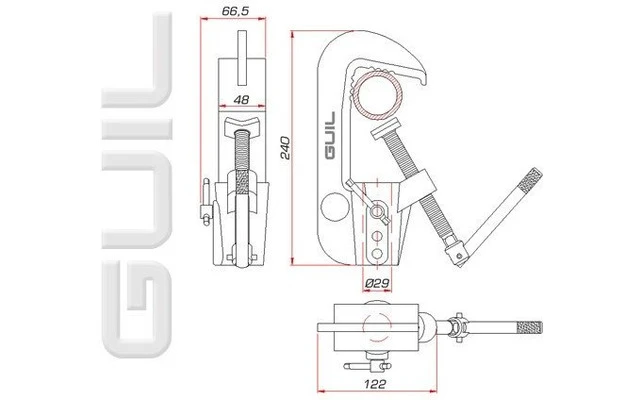 Guil ABZ-16 Abrazadera de aluminio (ø 29 mm). Para tubos de ø 25-70 mm