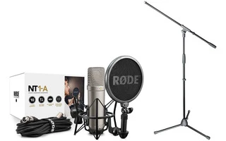 Rode NT-1A + Pie de Micrófono negro con Jirafa + Filtro anti Pop para micrófonos