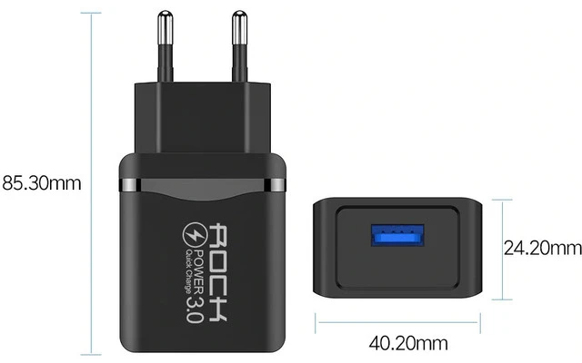 Cargador rápido QC 3.0 USB - 18W - 5V / 9V - 2A