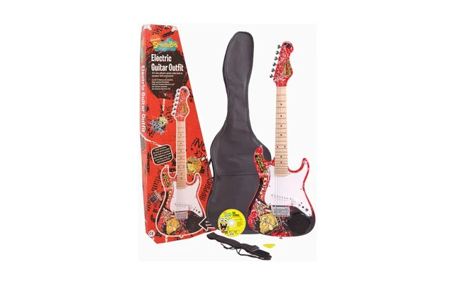 GUITARRA ELECTRICA 3/4 ALTAVOZ INCORPORADO BOB ESPONJA ROJA