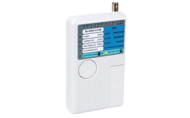 Comprobador de cable USB/LAN para USB-A, USB-B, BNC, 8P8C (RJ45), 6P6C (RJ12), 6P2C (RJ11), 4P4C