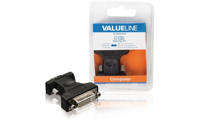 Adaptador DVI, VGA macho - DVI-I 24 + 5-pines hembra negro