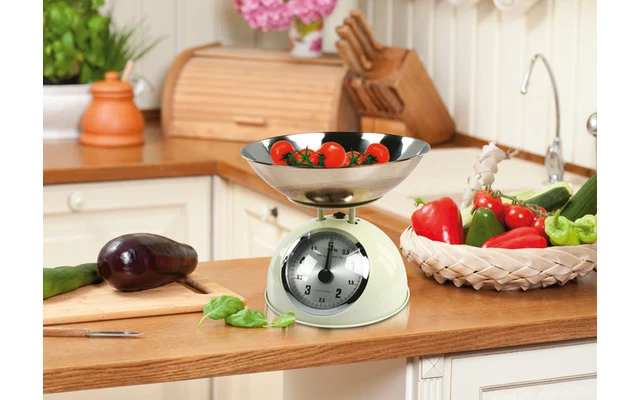 Báscula de cocina retro con bol de acero inoxidable - HC-KS60C