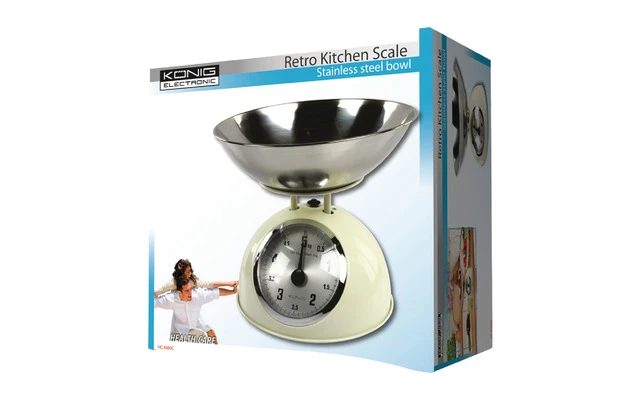 Báscula de cocina retro con bol de acero inoxidable - HC-KS60C