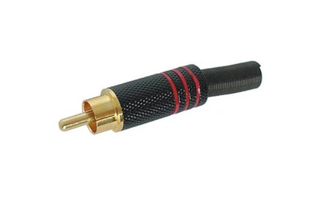 Conector RCA Macho - punta dorada - caja metálica negra - Aros