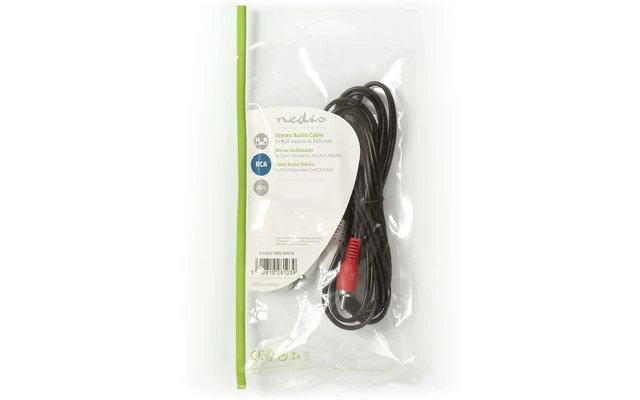 Cable de Audio Estéreo - 2x RCA Macho - 2x RCA Macho - 2,0 m - Negro