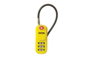 STANLEY - CANDADO DE EQUIPAJE - ZINC - 20 mm - 3 DÍGITOS - CON CABLE - AMARILLO