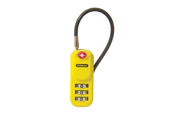 STANLEY - CANDADO DE EQUIPAJE - ZINC - 20 mm - 3 DÍGITOS - CON CABLE - AMARILLO