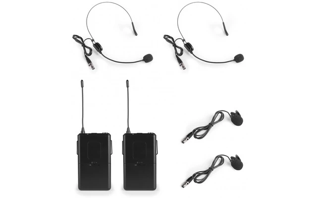 Vonyx WM522B Microfono inalambrico VHF 2 canales con 2 micros de cabeza