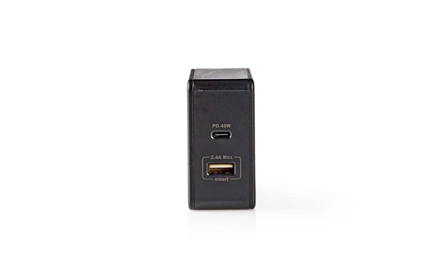 Cargador de Pared - 3,0 A - USB/USB-C - Power Delivery 45 W - Negro - Nedis WCPD45W100BK