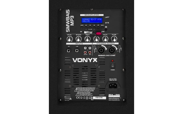 Vonyx SMWBA15MP3 Subwoofer Bi-AMP 15 pulgadas/600W y Bluetooth