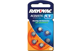 Blíster con 6 pilas para audífono Rayovac