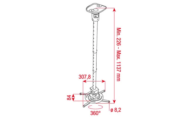 DMT  PRB-5 Soporte de techo universal para proyector - Negro