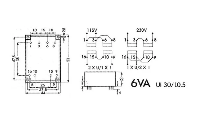 TRANSFORMADOR EXTRAPLANO 6VA 2 x 9V / 2 x 0.333A