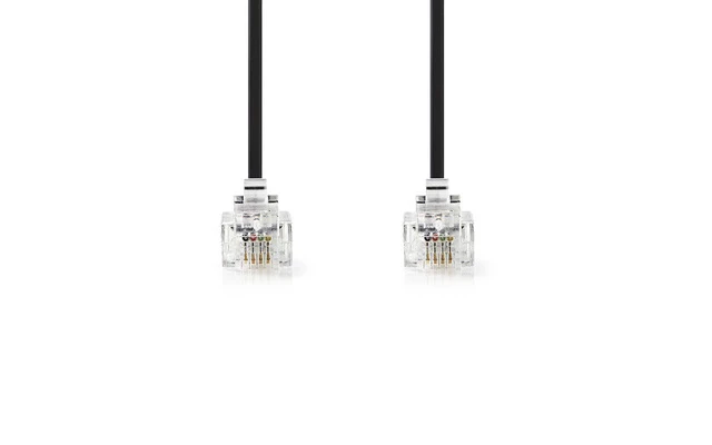 Cable de Telecomunicaciones - RJ11 (6P4C) Hembra a RJ11 (6P4C) Hembra - Plano - 2,00 m - Negro -