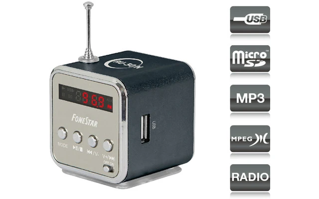 Fonestar RU-30N altavoz portátil con reproductor USB/MicroSD/MP3 y sintonizador digital FM