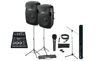 Equipo PA 600W - Altavoces 15" + Micrófonos + Tripodes