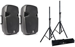 2x Skytec SPJ-1200ABT  + Pareja tripode altavoz con funda
