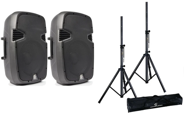PACK: SKYTEC SPJ-1200ABT  (X2) + PAREJA TRIPODE ALTAVOZ CON FUNDA
