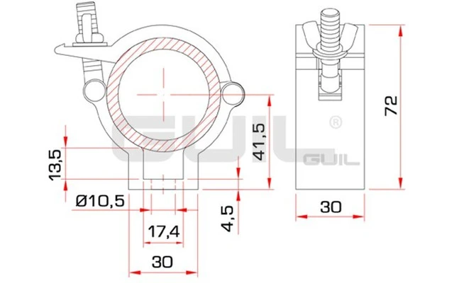 Guil ABZ-20/N Abrazadera de aluminio con argolla. para tubo de ø 48-50 mm