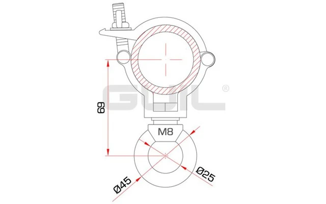 Guil ABZ-20/N Abrazadera de aluminio con argolla. para tubo de ø 48-50 mm