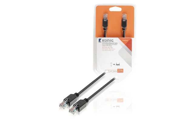 Cable de red UTP CAT5e de RJ45 macho a macho de 7,50 m en gris - König KNC85100E75