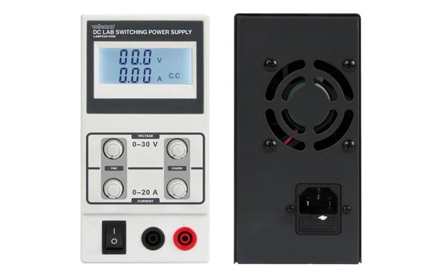 Fuente de alimentación conmutada DC para laboratorio 0-30 vDC / 0-10 A Máx con pantalla LCD