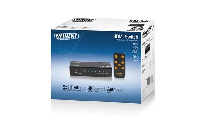 Eminent - Interruptor HDMI 5x1 - 3D y 4K - Mando a distancia