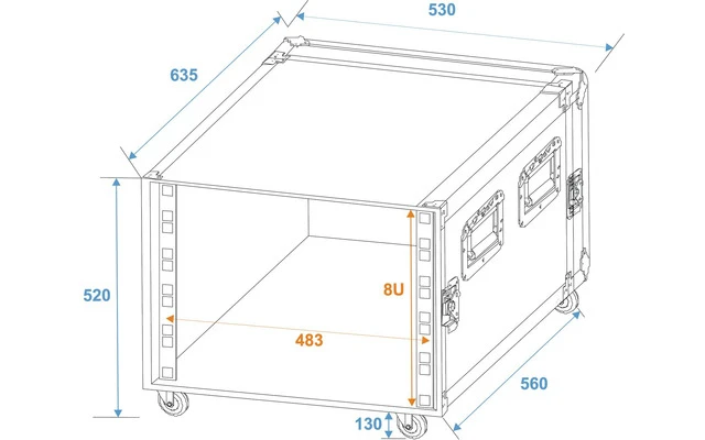 ROADINGER Rack Profi KM 8U 55cm con ruedas