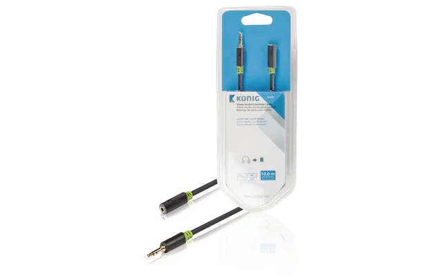Cable alargador de audio estéreo de 3,5 mm macho a hembra de 10,0 m en gris