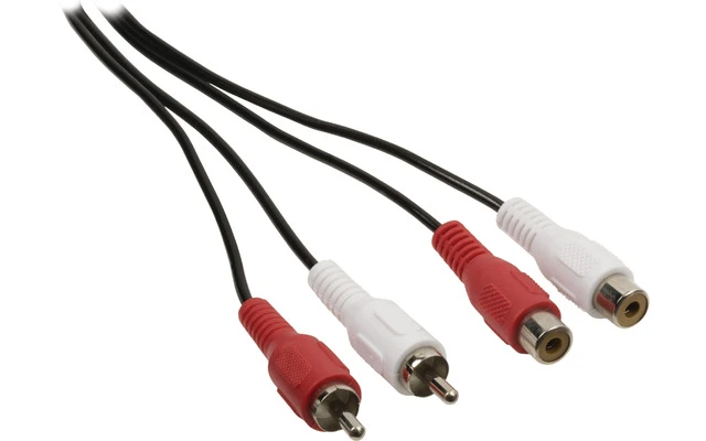 Cable de extensión de audio estéreo 2 RCA macho - 2 RCA hembra - 1 Metro