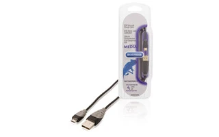Cable adaptador USB 2.0 A macho - micro B macho de 2,00 m en color negro - Bandridge BBM60410B20