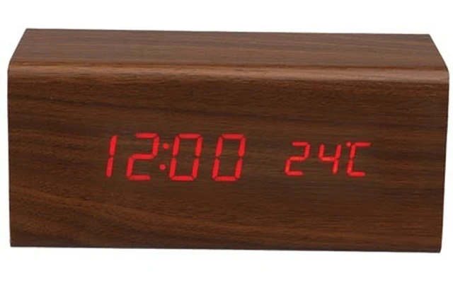 Reloj de madera con caledario y temperatura